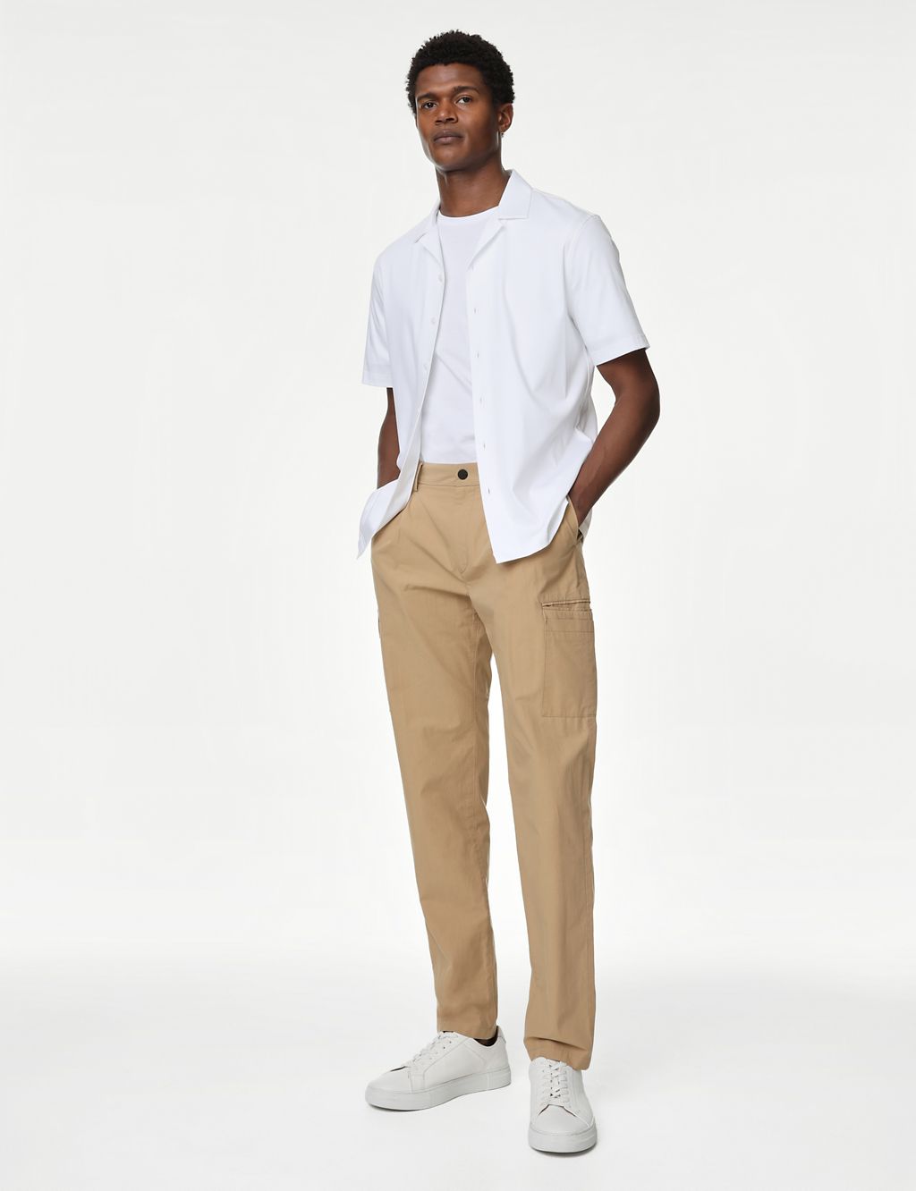 Tapered Fit Pure Cotton Cargo Trousers 2 of 7