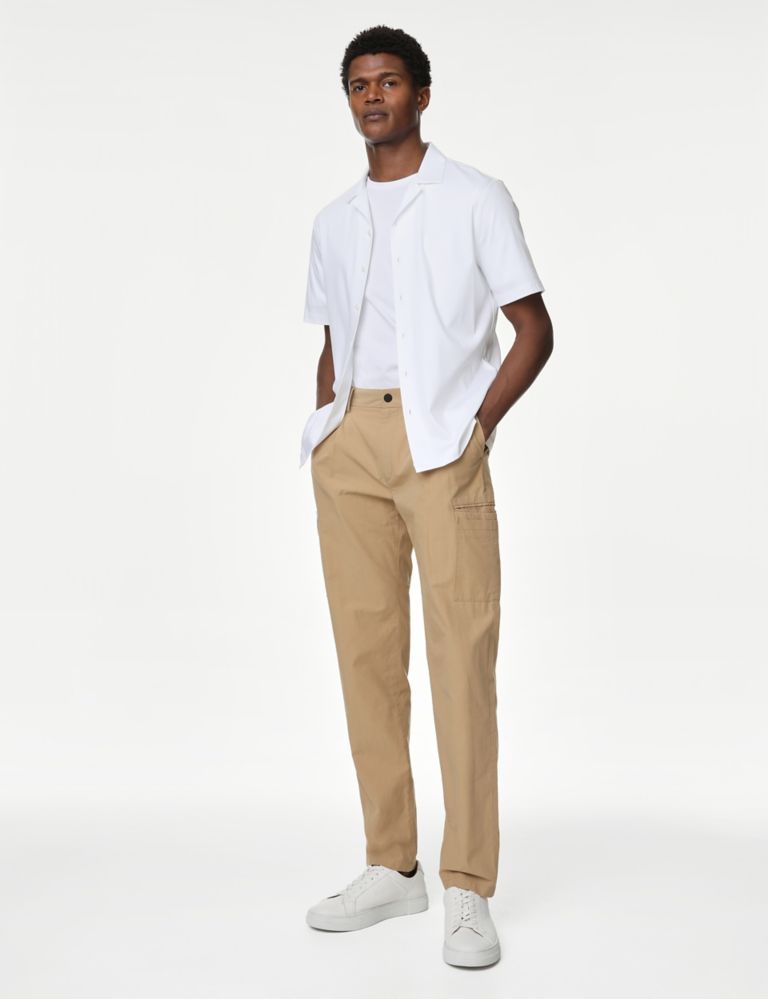 Tapered Fit Pure Cotton Cargo Trousers 1 of 7