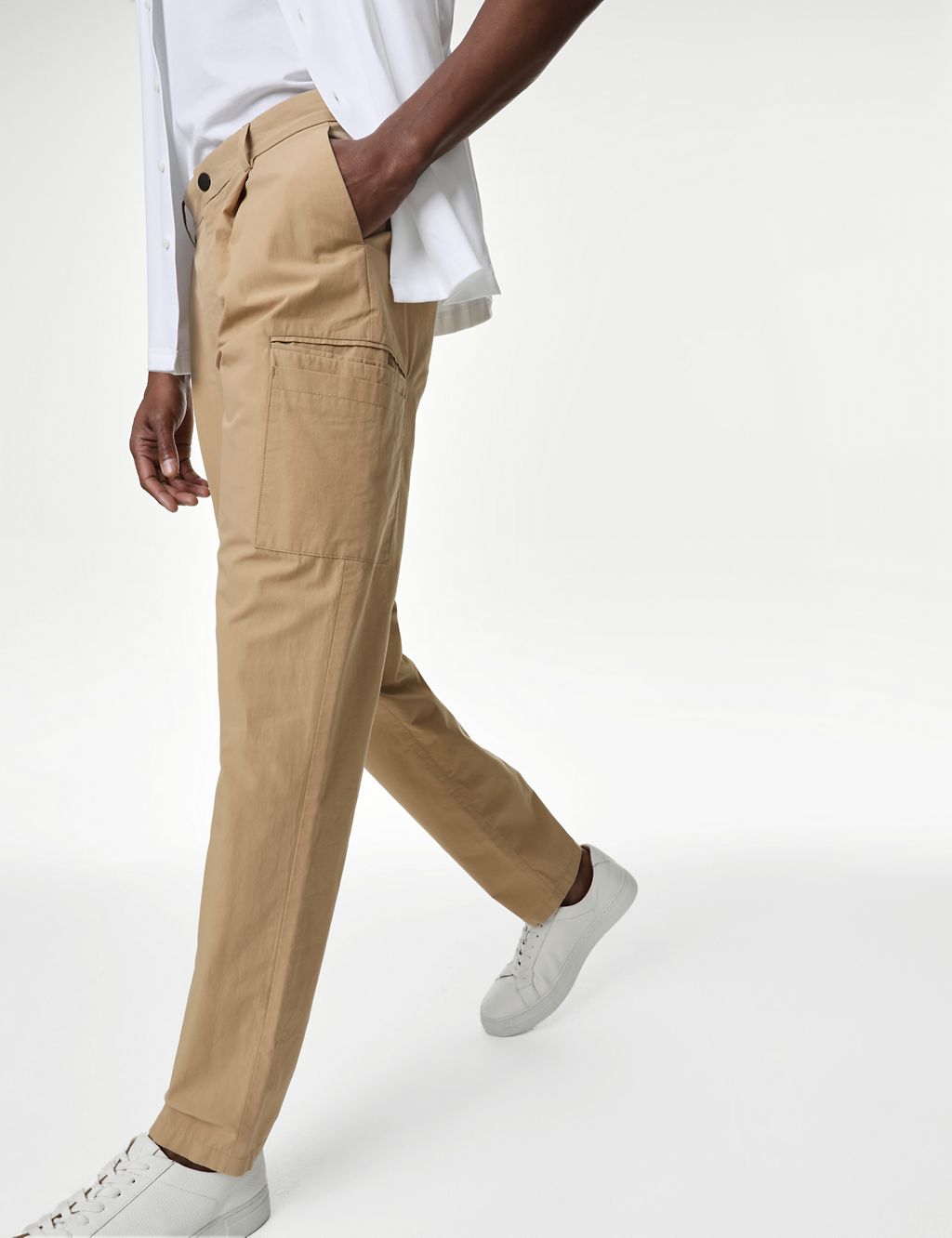 Tapered Fit Pure Cotton Cargo Trousers 4 of 7