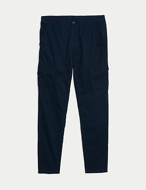 Tapered Fit Pure Cotton Lightweight Cargo Trousers Image 2 of 6