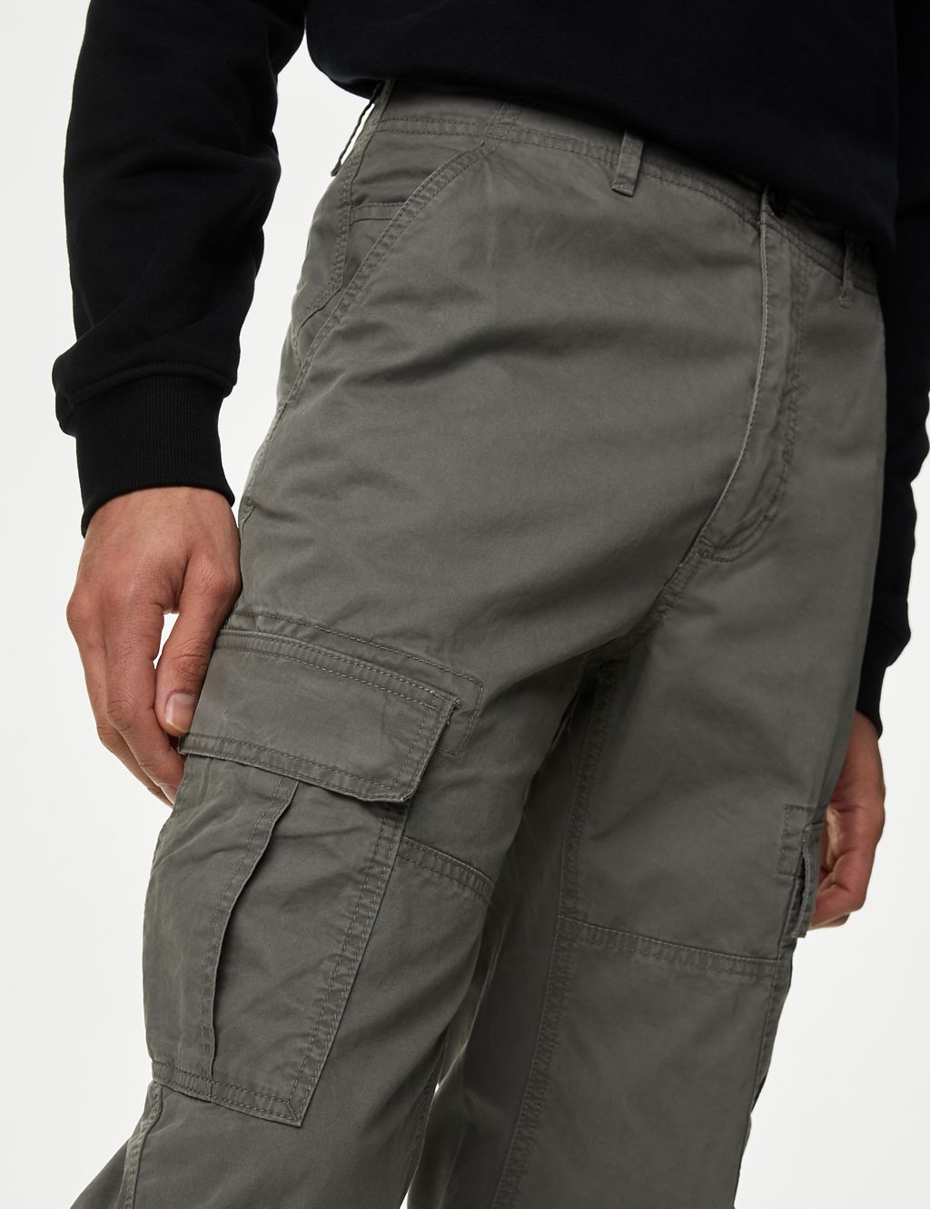 Tapered Fit Pure Cotton Lightweight Cargo Trousers 4 of 6