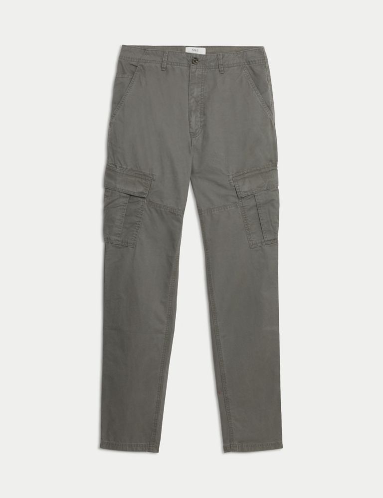 Tapered Fit Pure Cotton Lightweight Cargo Trousers 2 of 6
