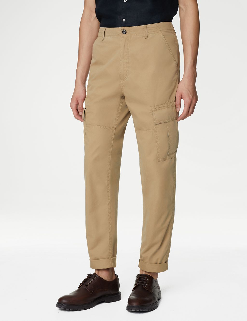 Tapered Fit Pure Cotton Lightweight Cargo Trousers 7 of 8