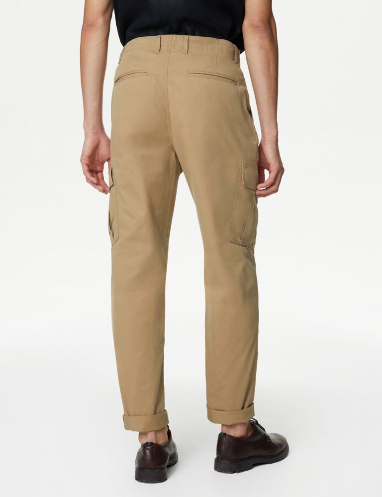 Tapered Fit Pure Cotton Lightweight Cargo Trousers 7 of 8