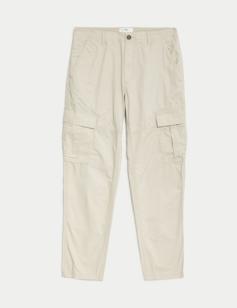 Tapered Fit Pure Cotton Lightweight Cargo Trousers 2 of 6