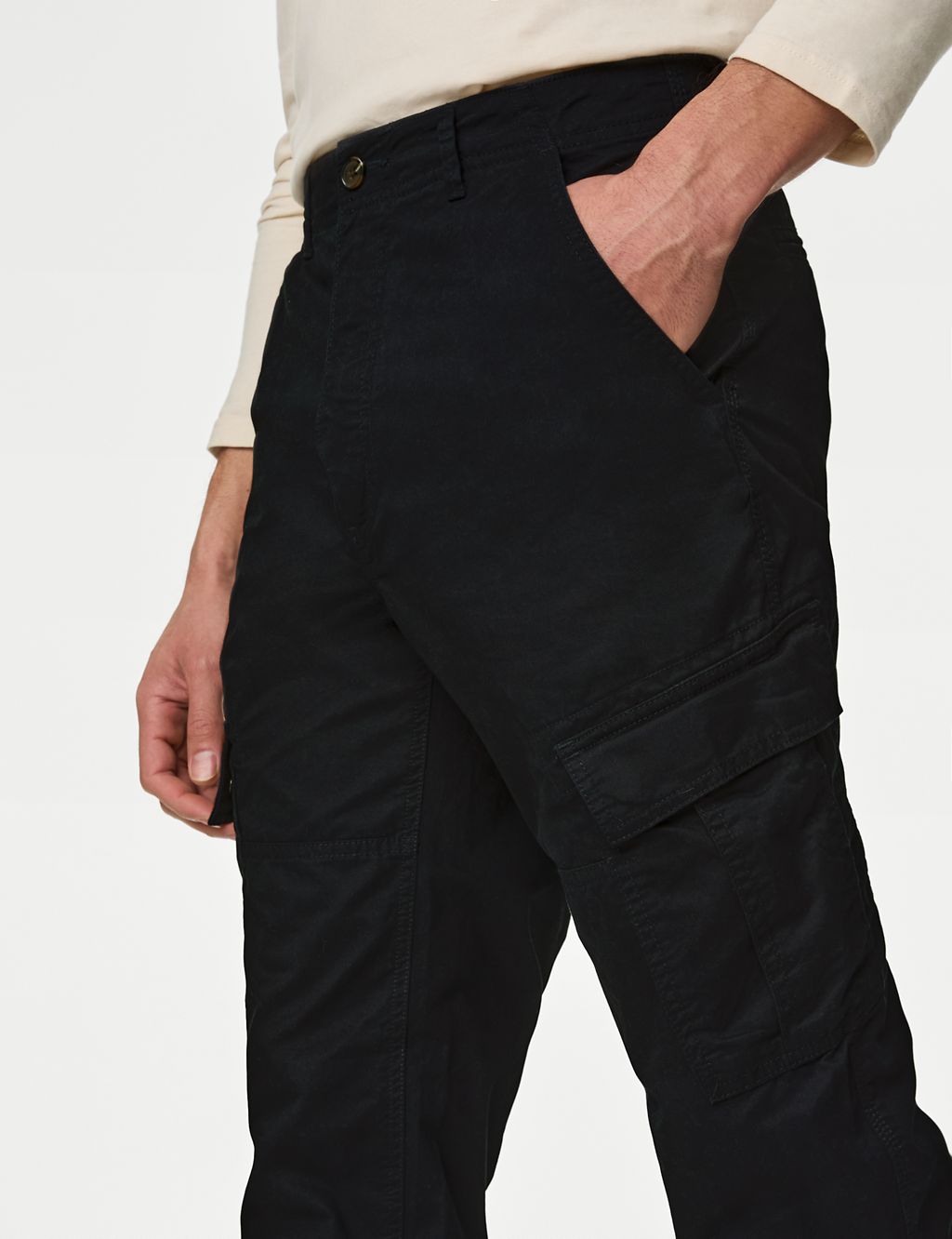 Tapered Fit Pure Cotton Lightweight Cargo Trousers 4 of 6