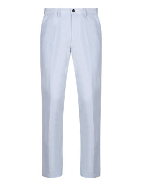 Tapered Pure Cotton Oxford Weave Chinos with Adjustable Waist Image 2 of 5
