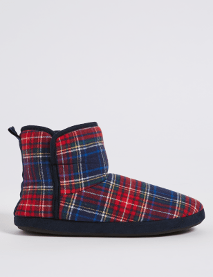 tartan slipper boots