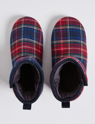 tartan slipper boots