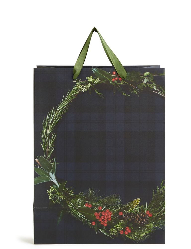 Tartan Wreath Large Christmas Gift Bag 2 of 2