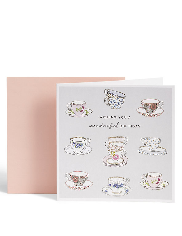 Tea Cups Birthday Card Image 1 of 2