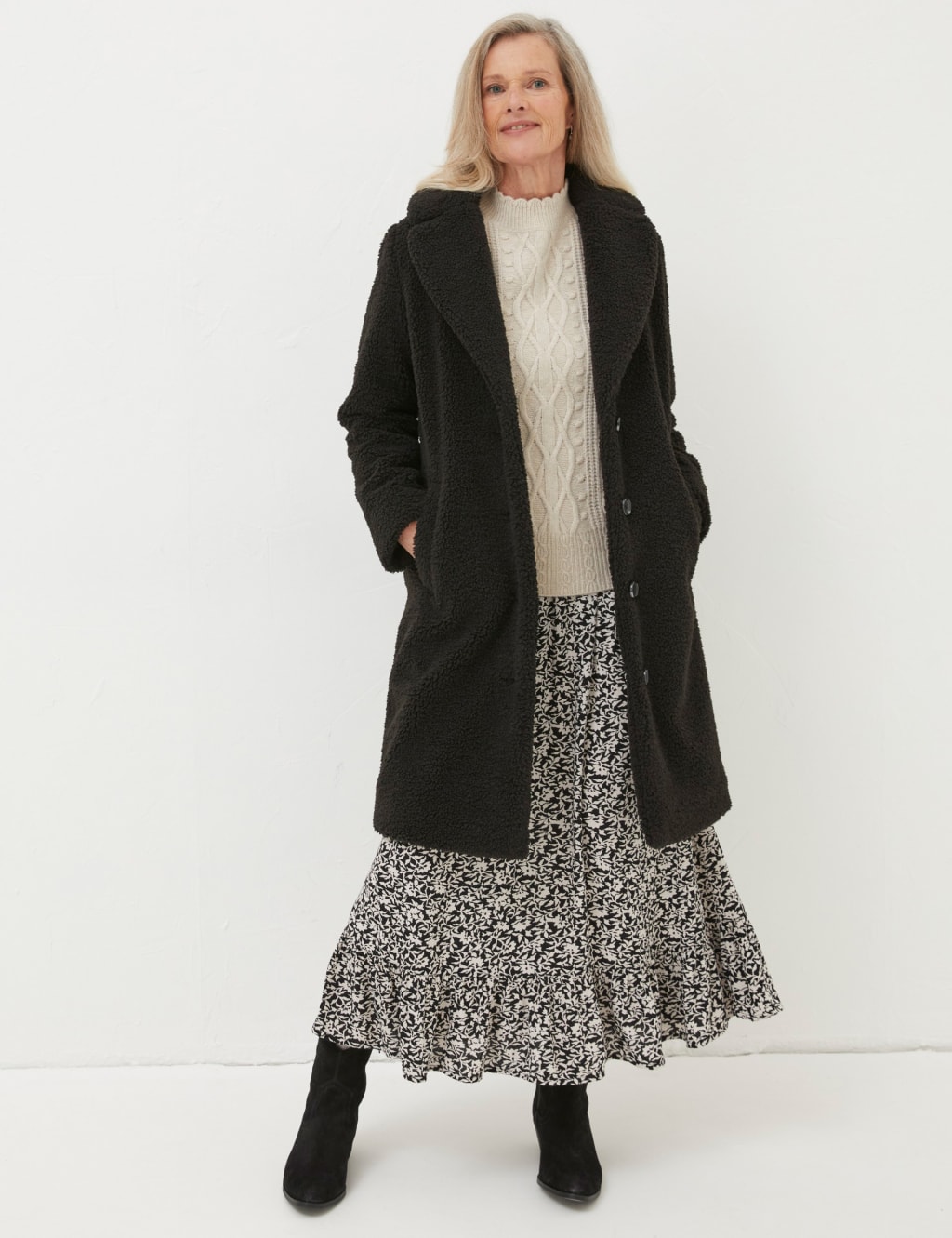 Teddy Collared Longline Coat FatFace M S