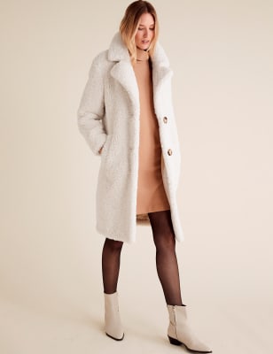 Long teddy coat on sale womens