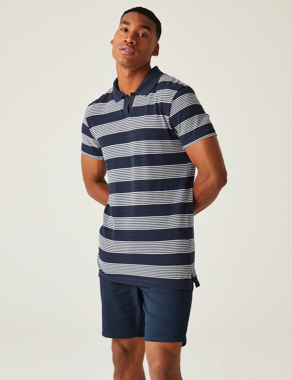 Tempete Pure Cotton Striped Polo Shirt 3 of 5