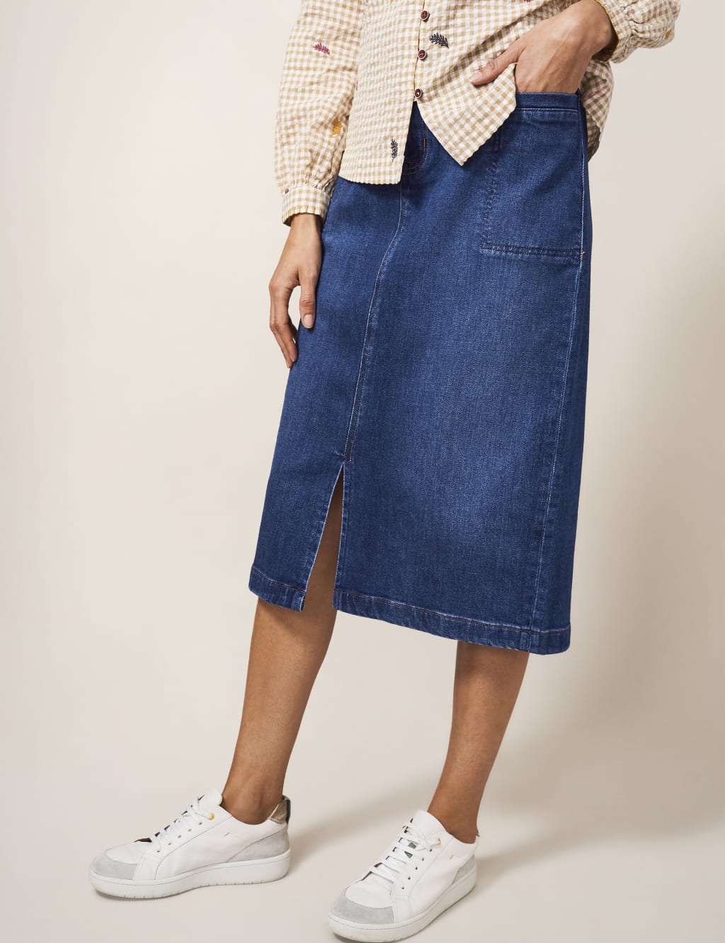 Tencel™ Denim Midi Pencil Skirt 3 of 5