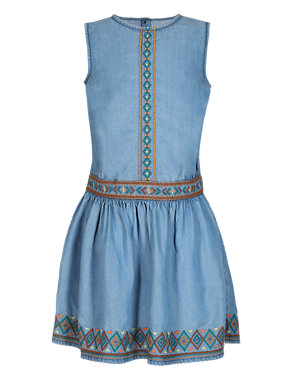 Tencel® Embroidered Denim Dress (1-7 Years) Image 2 of 3
