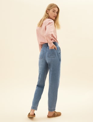 High-Waisted Slouchy Taper Ankle Jeans for Women