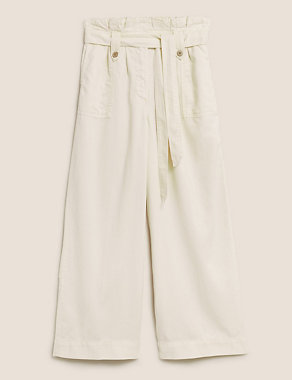 Tencel™ Rich Wide Leg Cropped Trousers Image 2 of 5