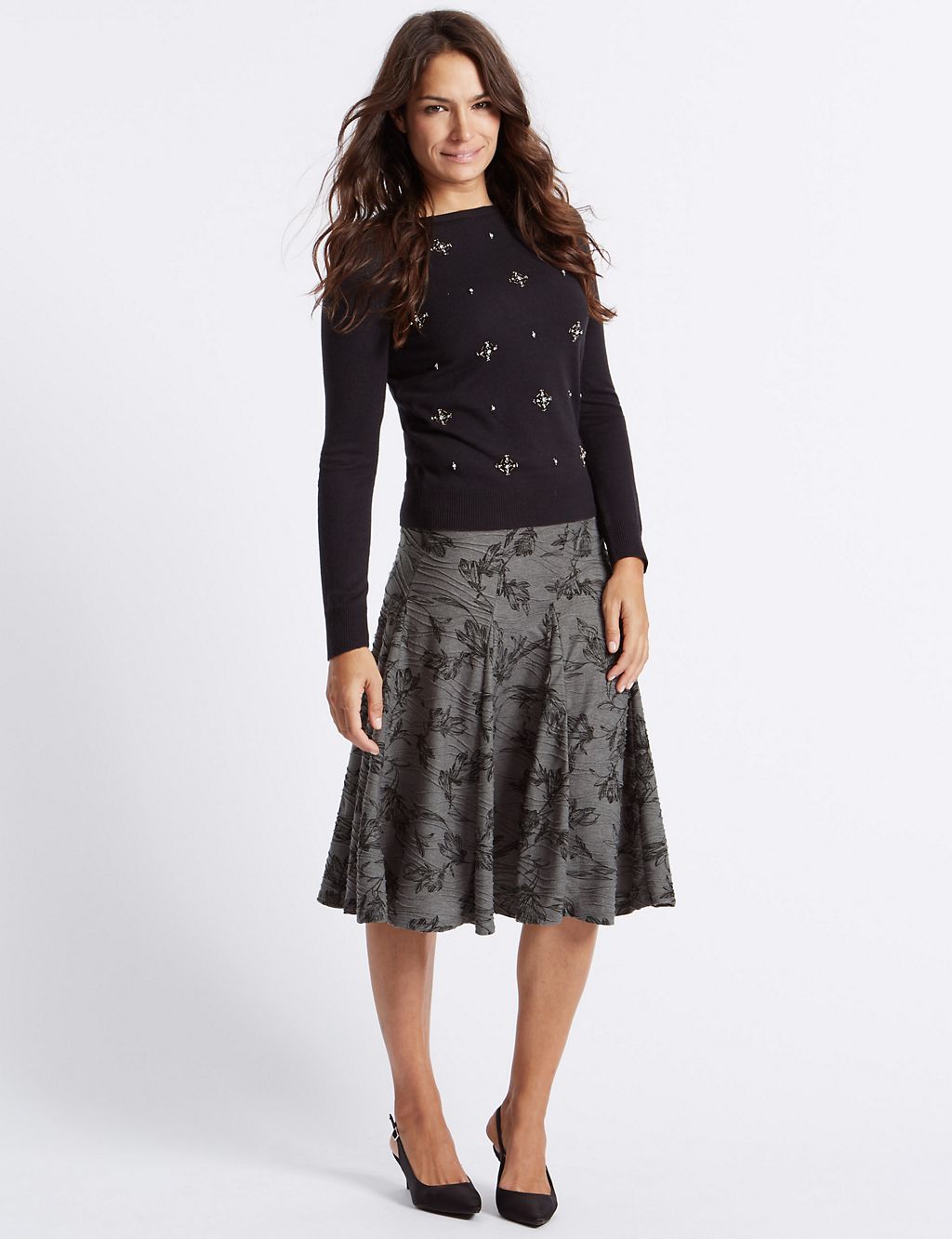 Textured A-Line Midi Skirt 3 of 5