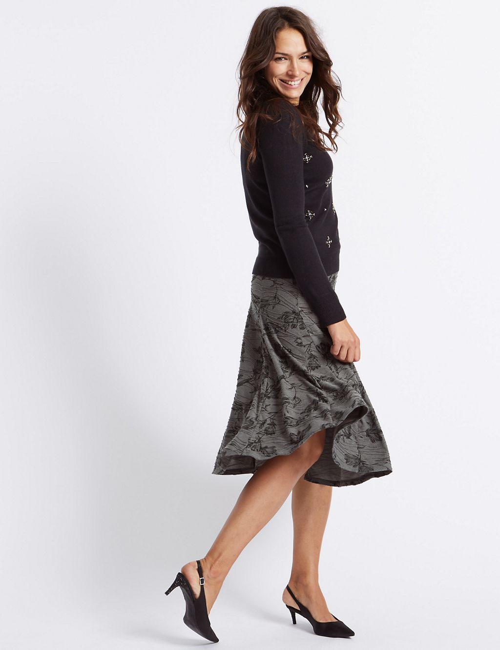 Textured A-Line Midi Skirt 2 of 5