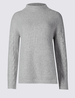 Textured Cable Arm Funnel Neck Jumper Image 2 of 4