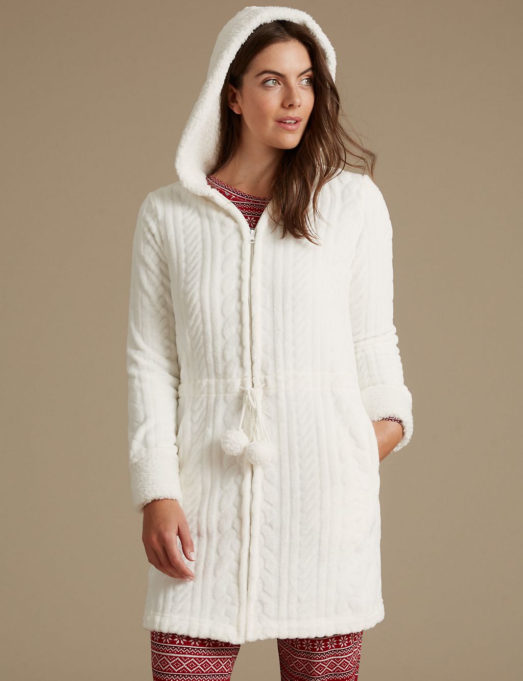 Textured Cable Carved Dressing Gown 3 of 8