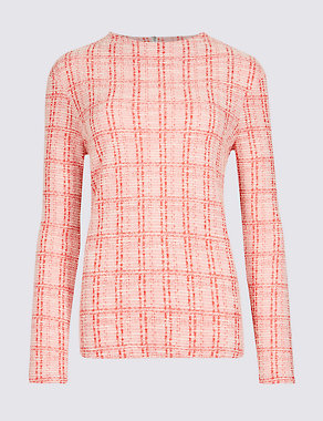 Textured Check Long Sleeve T-Shirt Image 2 of 4
