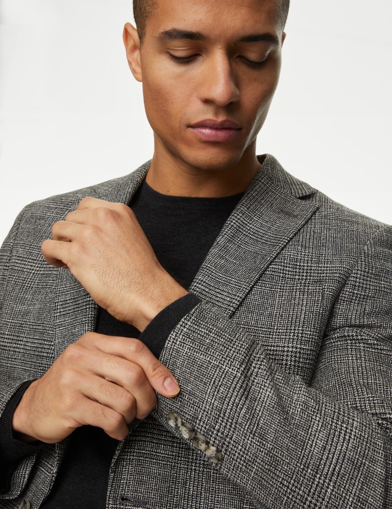 Textured Check Stretch Blazer