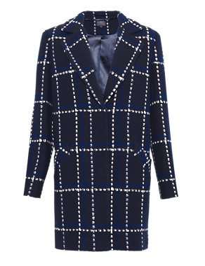 Textured Checked Coat with Wool Image 2 of 7