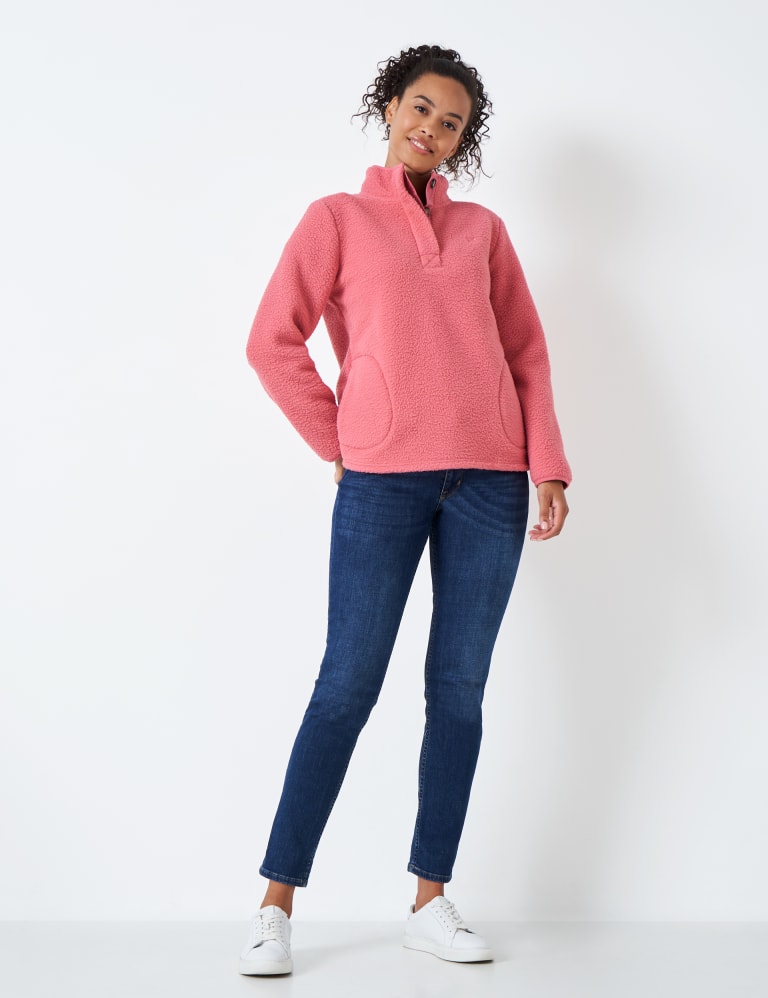 Textured Collared Button Detail Sweatshirt Crew Clothing M S
