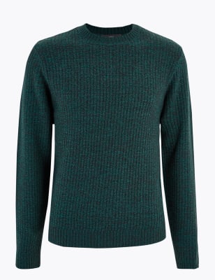 textured crew neck jumper