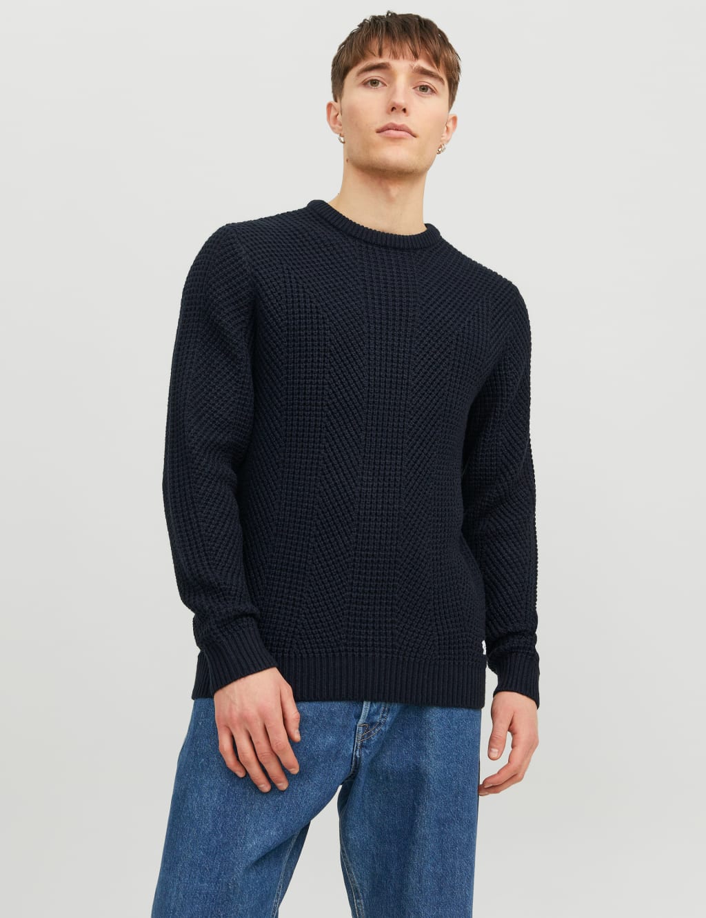 Textured Crew Neck Jumper | JACK & JONES | M&S