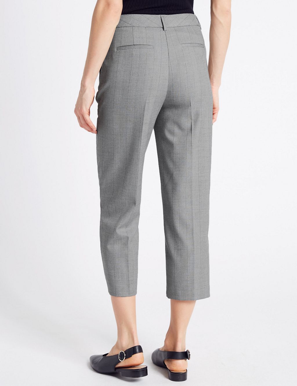 Textured Cropped Straight Leg Trousers 4 of 6