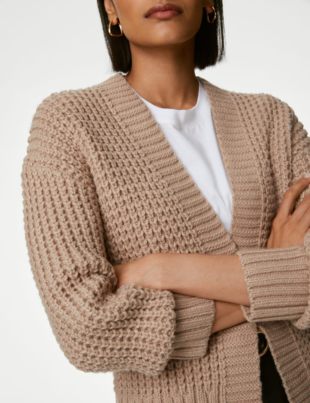 Textured Edge to Edge Cardigan M S Collection M S