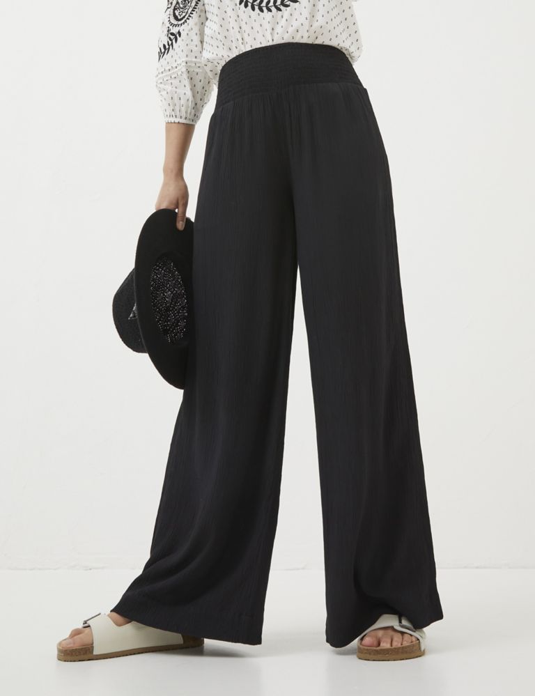 Textured Elasticated Waist Wide Leg Trousers 3 of 5