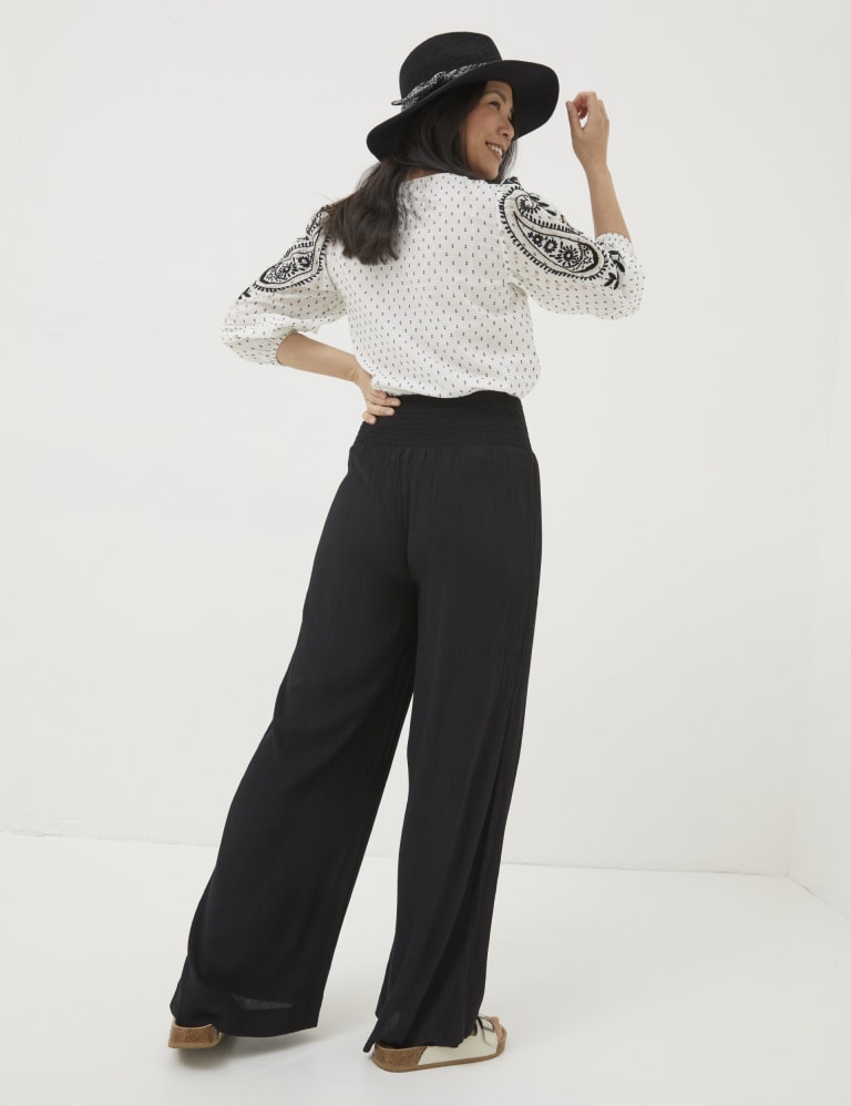Textured Elasticated Waist Wide Leg Trousers FatFace M S