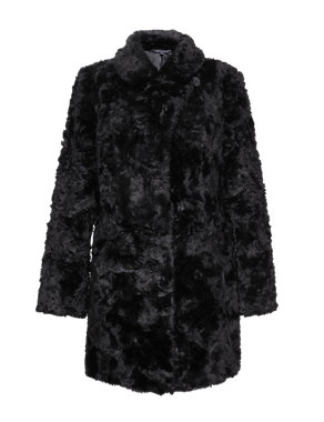 Textured Faux Fur Coat Image 2 of 8