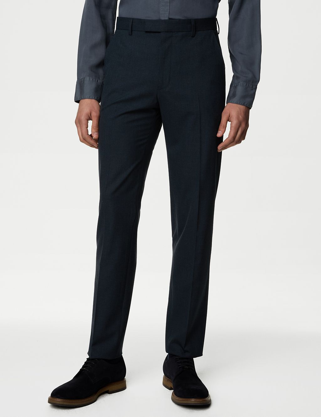 Textured Flat Front Stretch Trousers 3 of 6