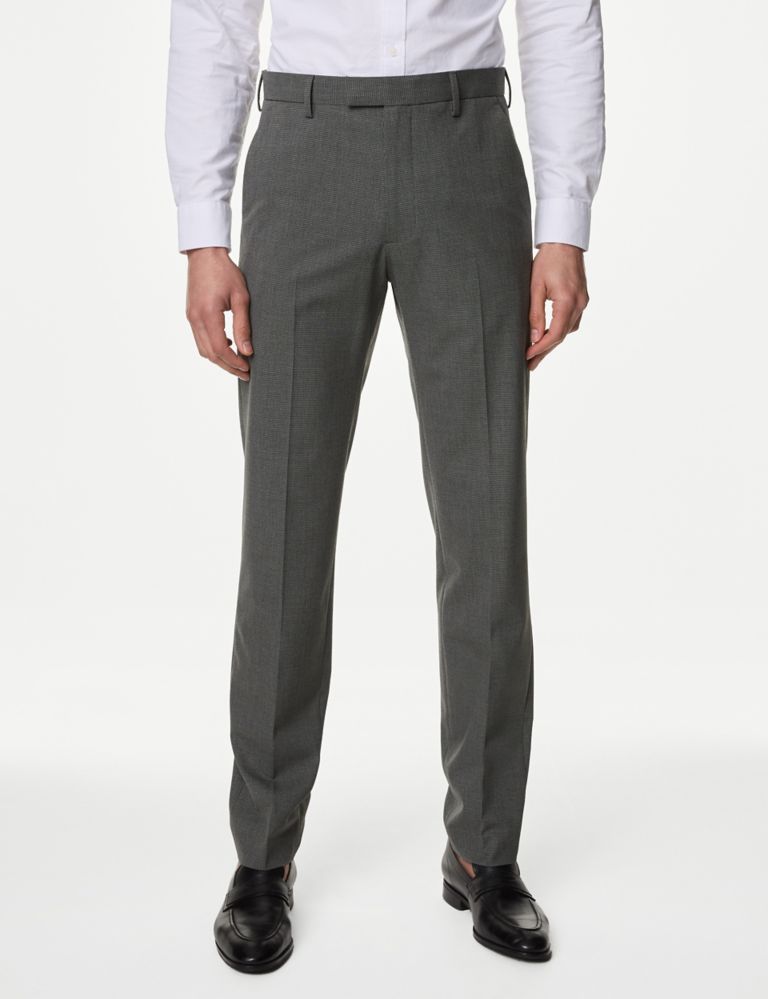 Textured Flat Front Stretch Trousers 1 of 6