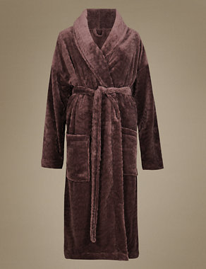 Textured Fleece Shimmer Dressing Gown Image 2 of 3