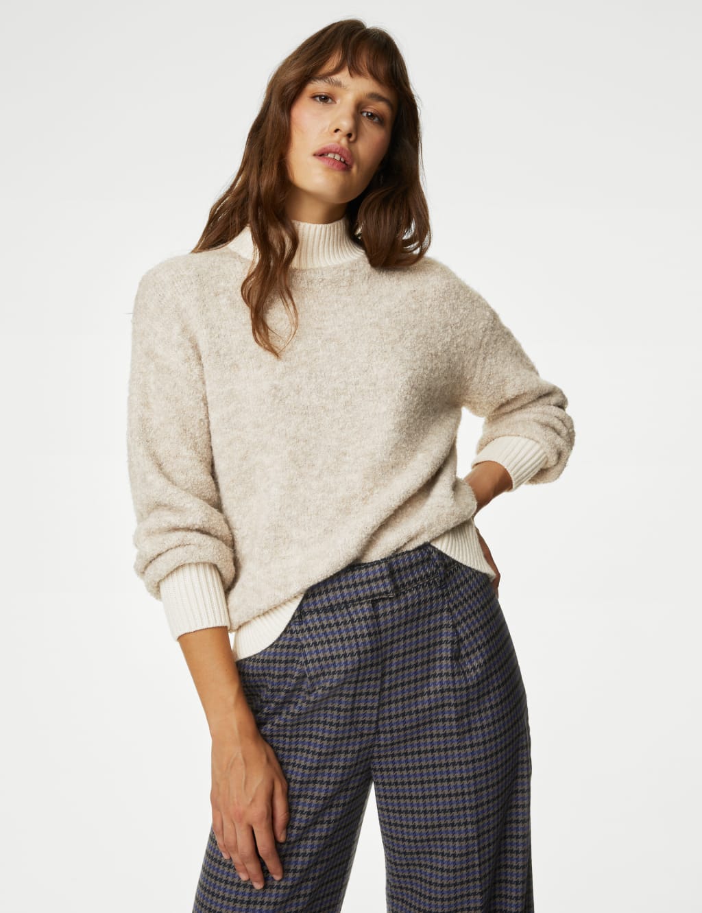 Textured Funnel Neck Jumper M&S Collection M&S