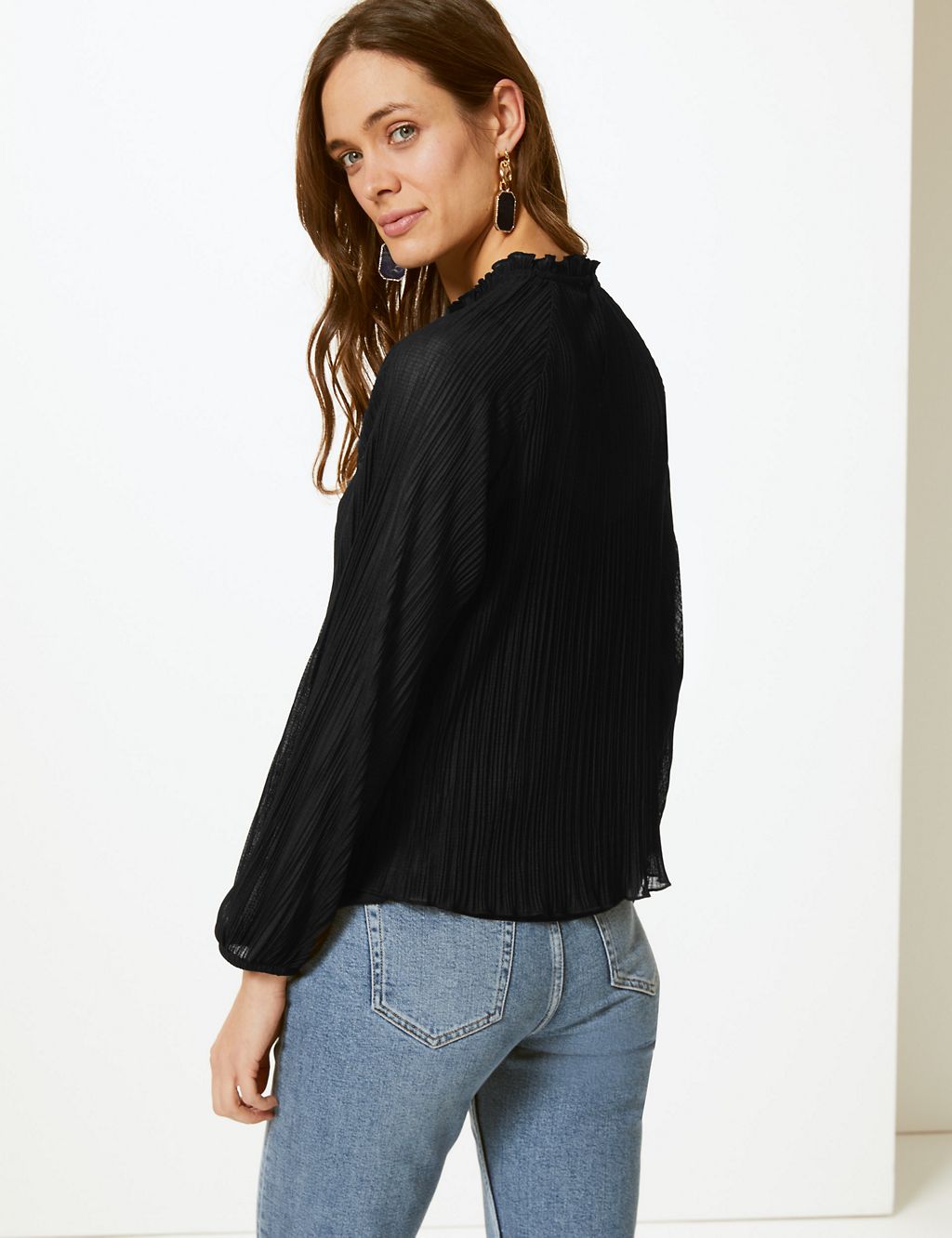 Textured Funnel Neck Long Sleeve Top 4 of 4