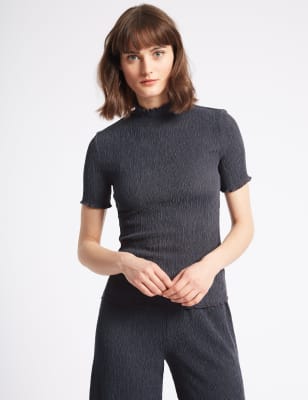 Funnel neck short deals sleeve top