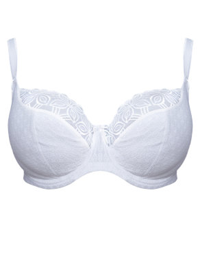 Textured Geometric Embroidered Underwired Balcony DD-G Bra Image 2 of 4