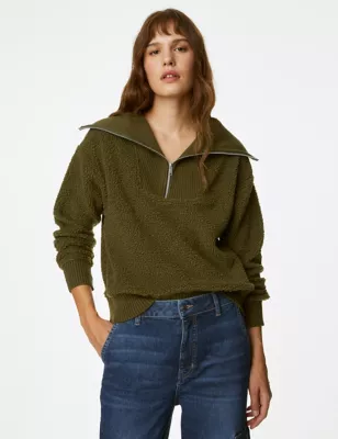 Textured Half Zip Sweatshirt