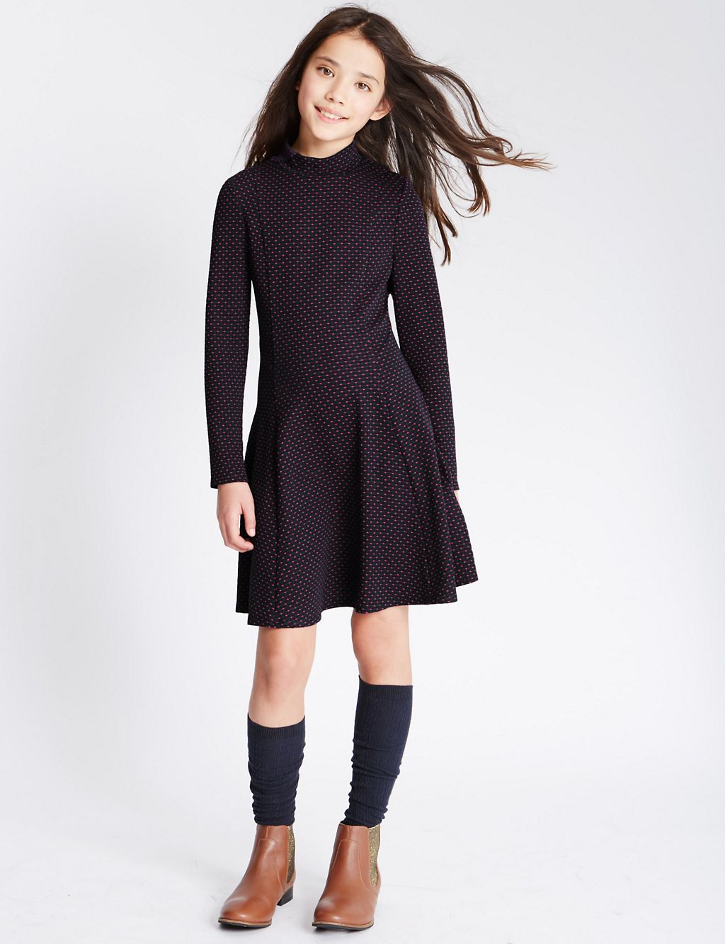 Textured High Neck Dress (5-14 Years) 3 of 5