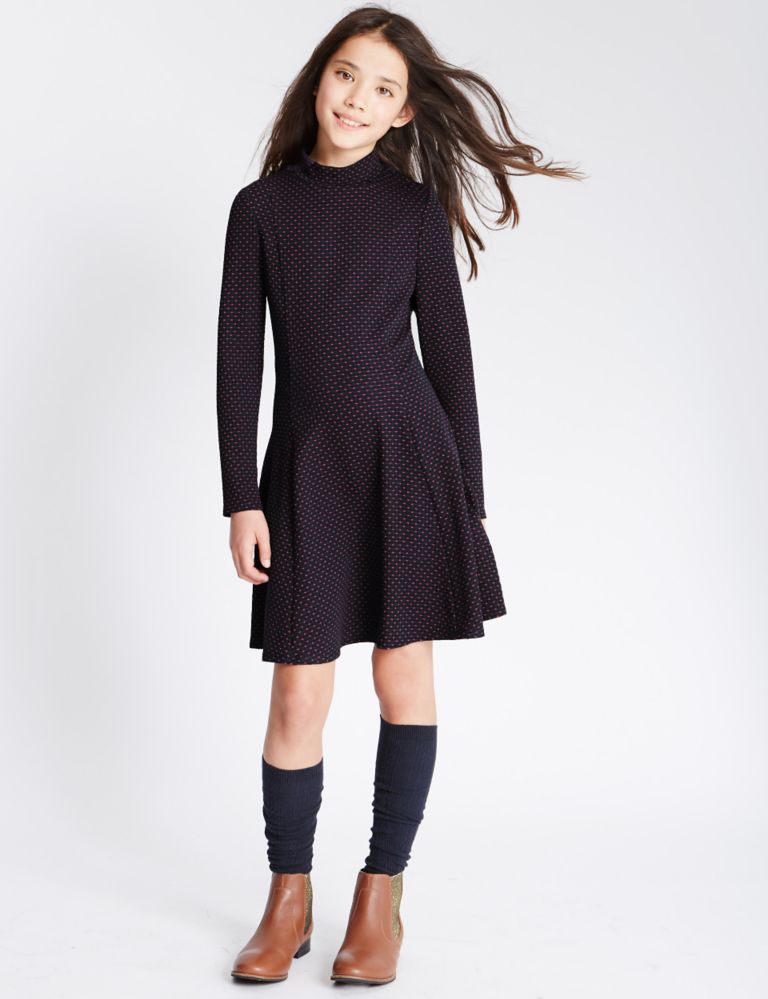 Textured High Neck Dress (5-14 Years) 1 of 5