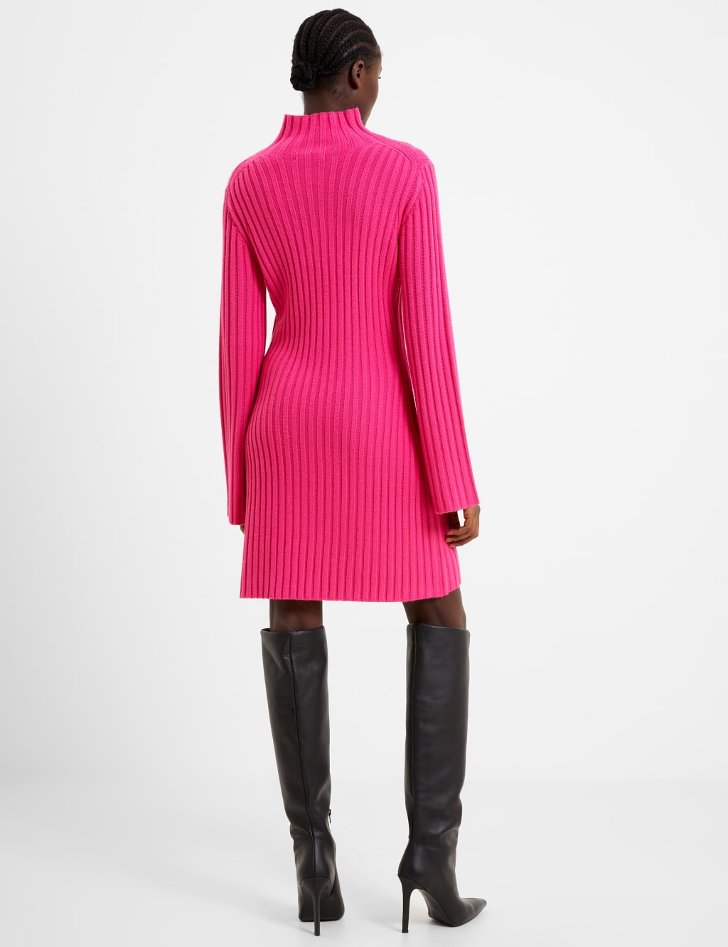 Textured High Neck Knee Length Jumper Dress French Connection M&S