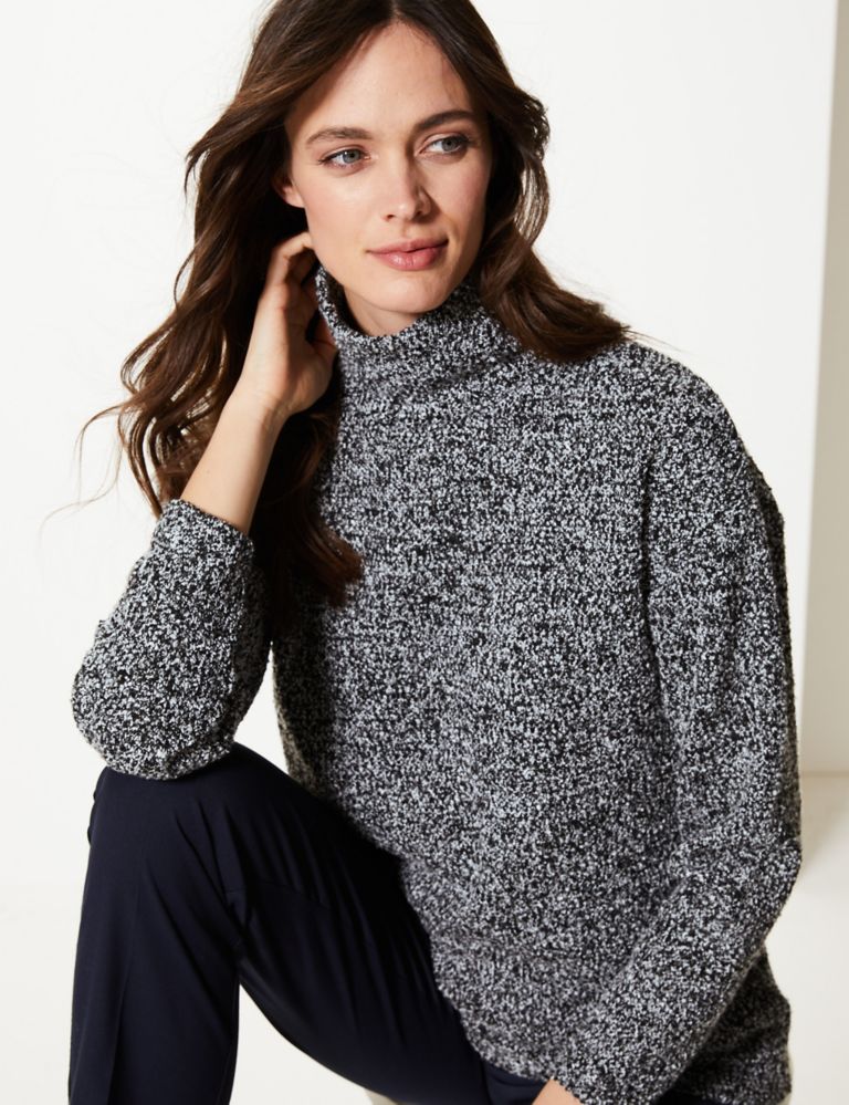Textured High Neck Relaxed Fit Jumper 1 of 4