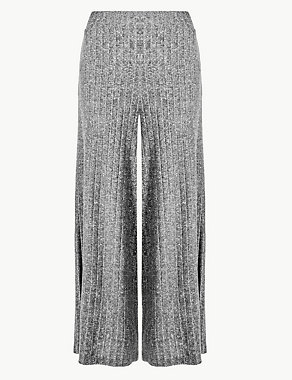 Textured Jersey Wide Leg Cropped Trousers Image 2 of 5